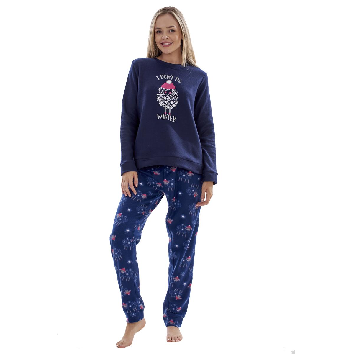 Ladies Fleece Pyjamas Printed Winter Warm PJ'S Nightwear RRP £20