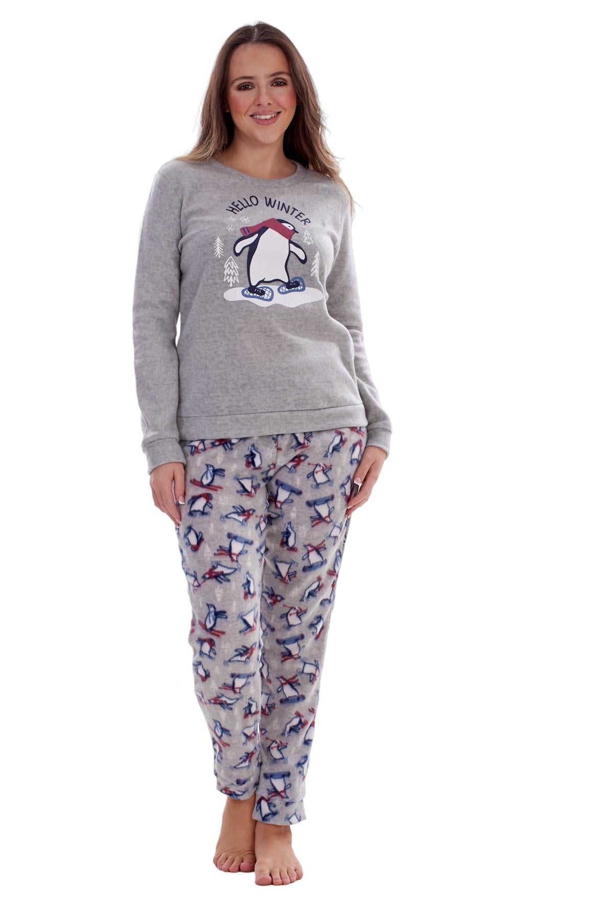 Ladies Fleece Pyjamas Printed Winter Warm PJ'S Nightwear RRP £20