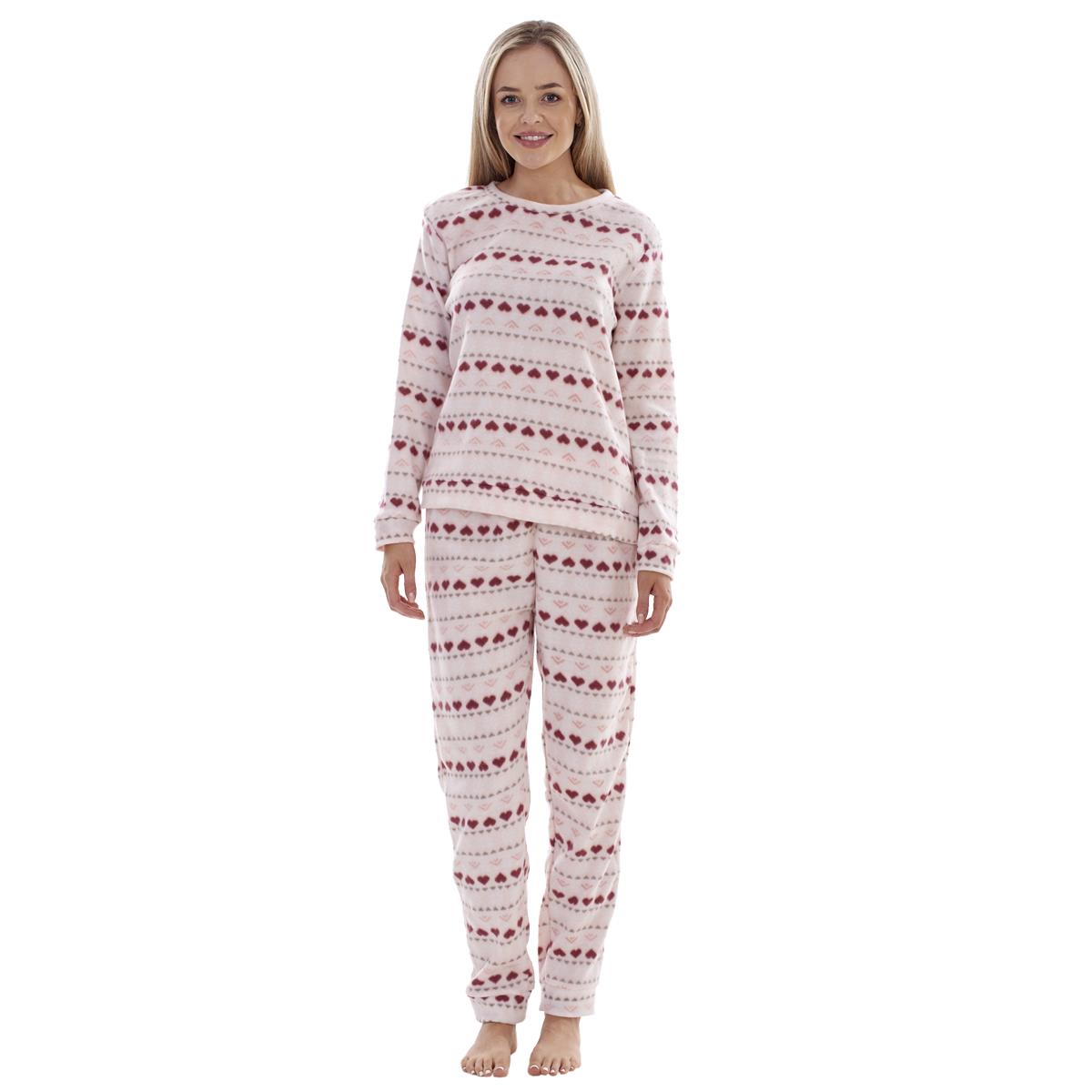Ladies Fleece Pyjamas Printed Winter Warm PJ'S Nightwear RRP £20