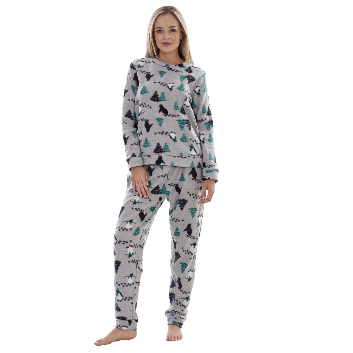 Ladies Fleece Pyjamas Printed Winter Warm PJ'S Nightwear RRP £20