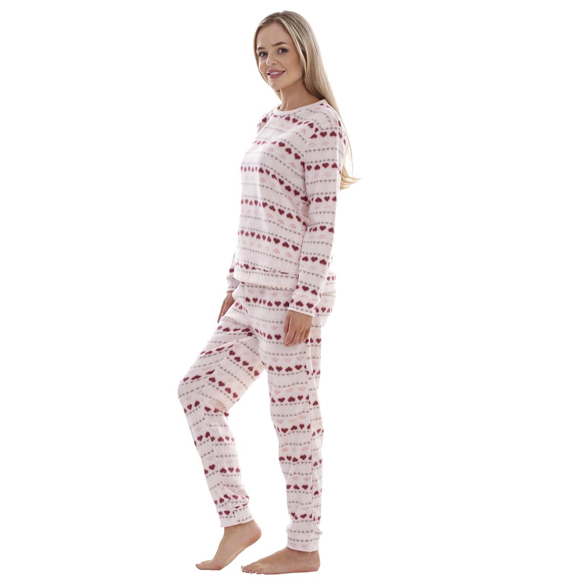 Ladies Fleece Pyjamas Printed Winter Warm PJ'S Nightwear RRP £20