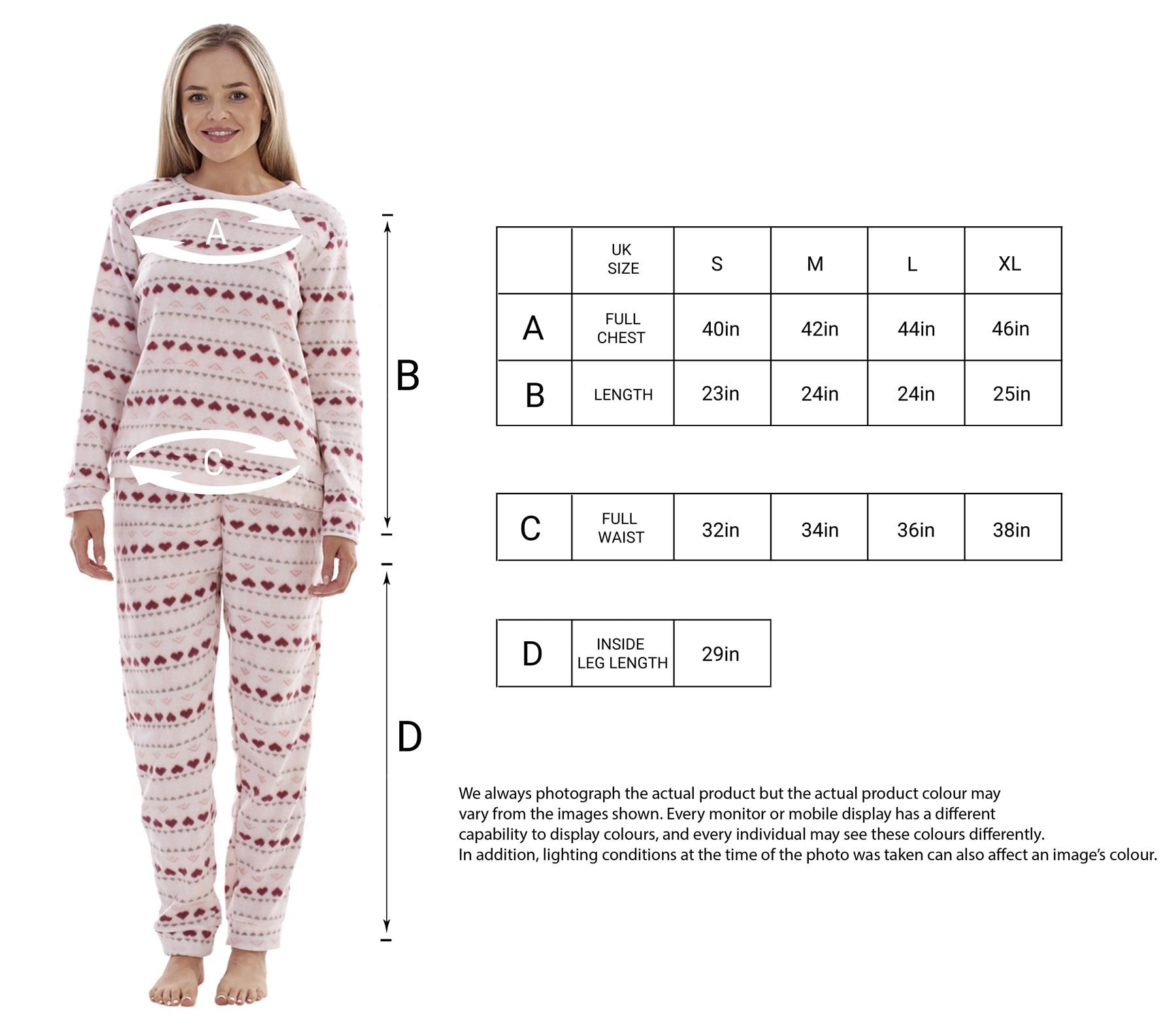Ladies Fleece Pyjamas Printed Winter Warm PJ'S Nightwear RRP £20