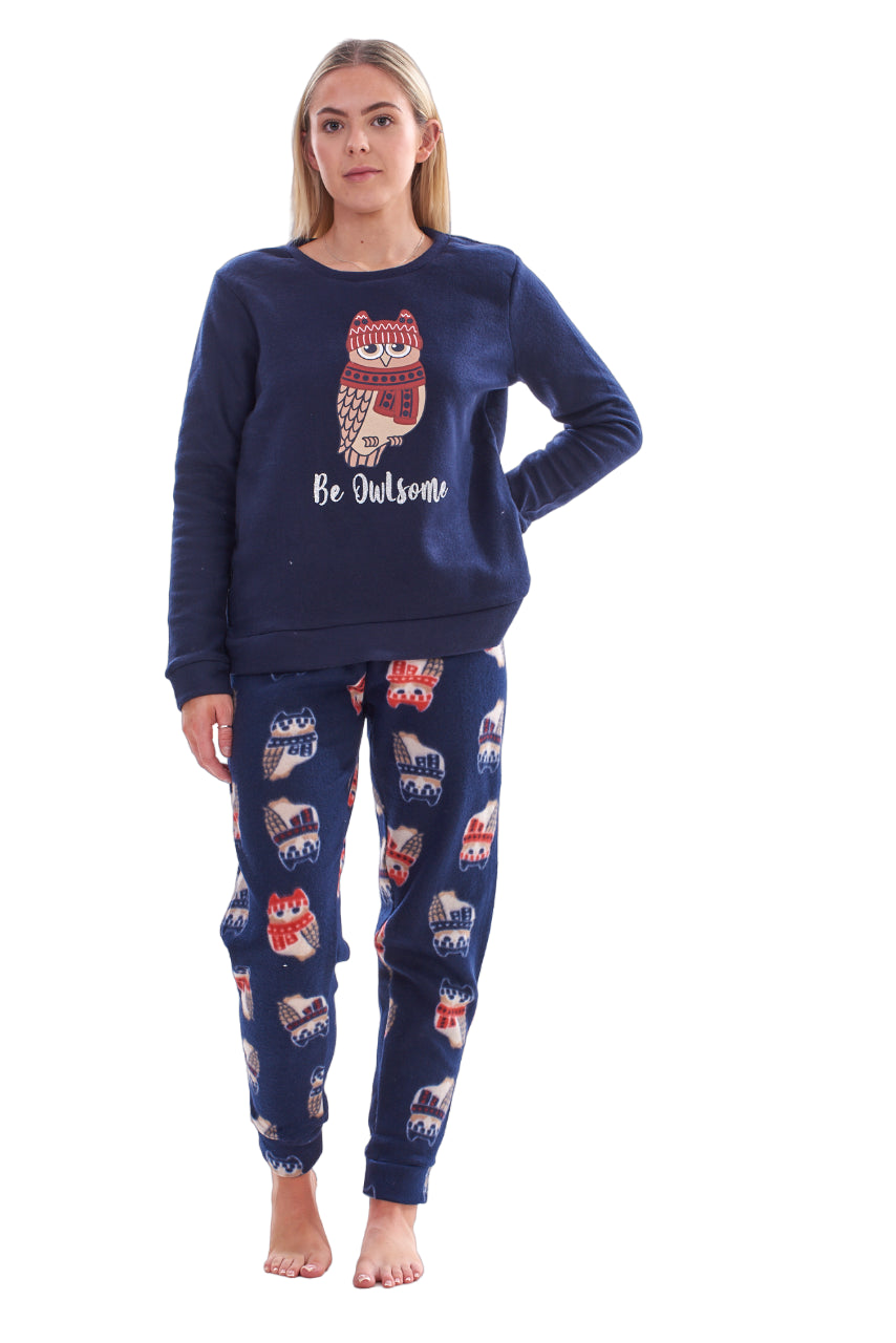Ladies Fleece Pyjamas Printed Winter Warm PJ'S Nightwear RRP £20