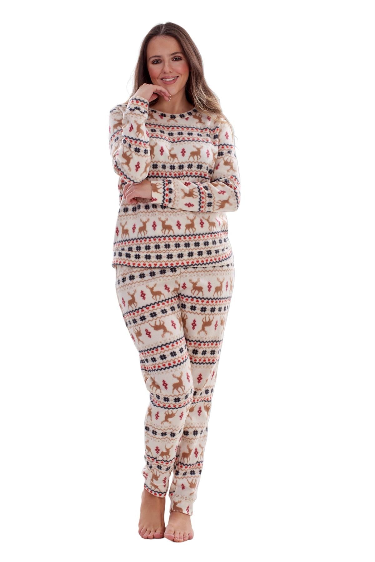 Ladies Fleece Pyjamas Printed Winter Warm PJ'S Nightwear RRP £20