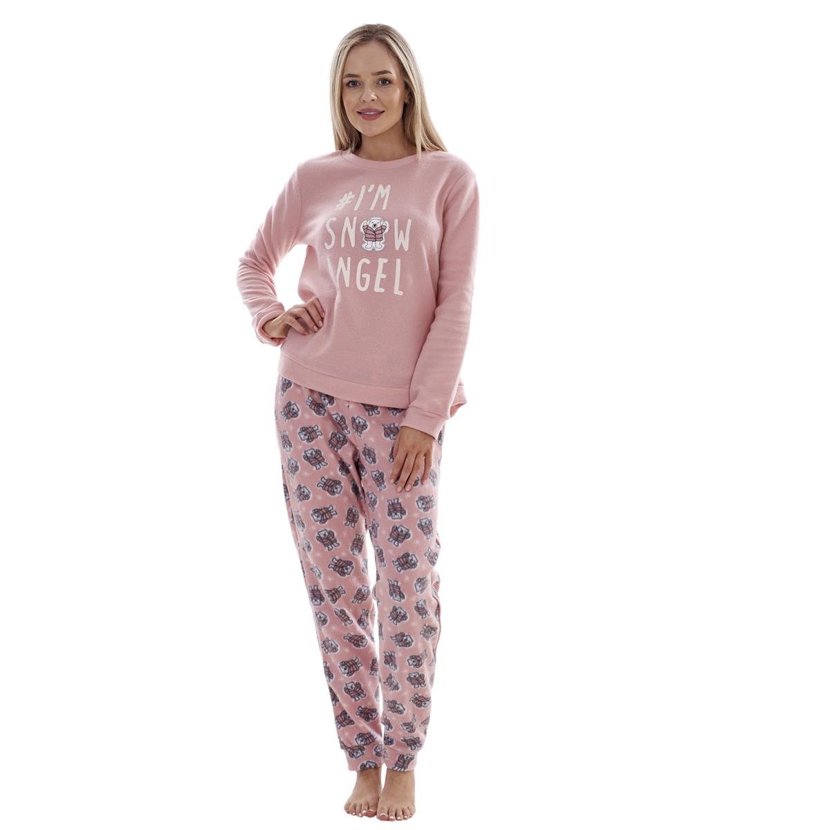 Ladies Fleece Pyjamas Printed Winter Warm PJ'S Nightwear RRP £20