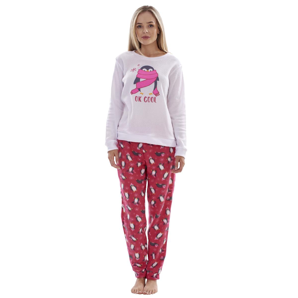 Ladies Fleece Pyjamas Printed Winter Warm PJ'S Nightwear RRP £20