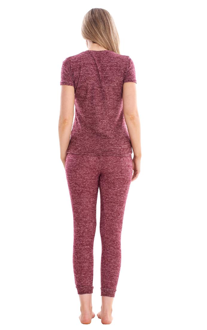 Ladies Stretch Short Sleeve Loungewear PJ'S Pockets Pyjama Set