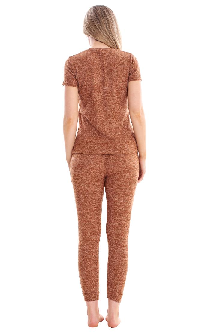 Ladies Stretch Short Sleeve Loungewear PJ'S Pockets Pyjama Set