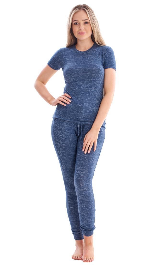 Ladies Stretch Short Sleeve Loungewear PJ'S Pockets Pyjama Set