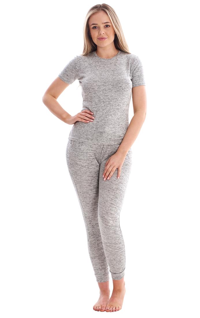 Ladies Stretch Short Sleeve Loungewear PJ'S Pockets Pyjama Set