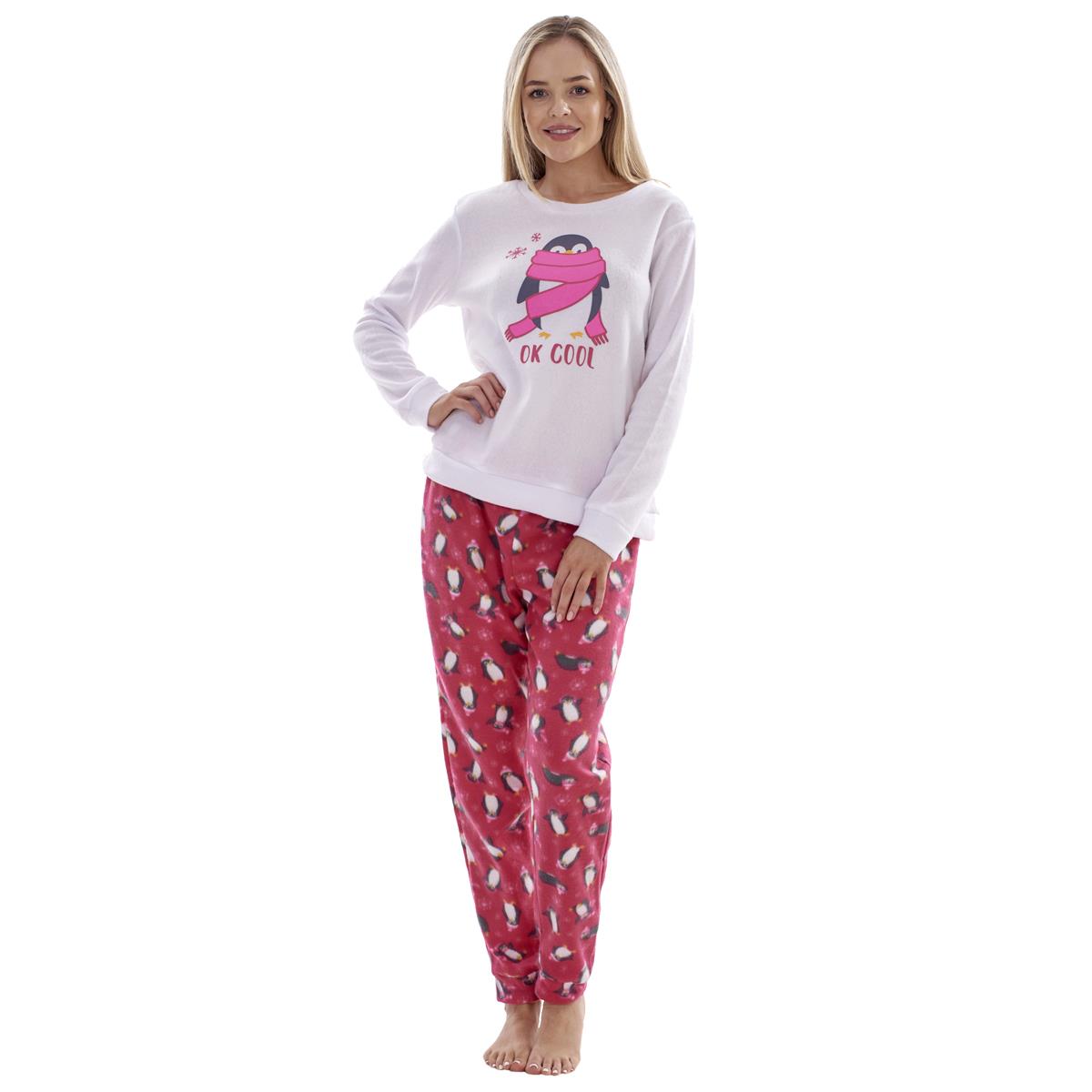 Ladies Fleece Pyjamas Printed Winter Warm PJ'S Nightwear RRP £20