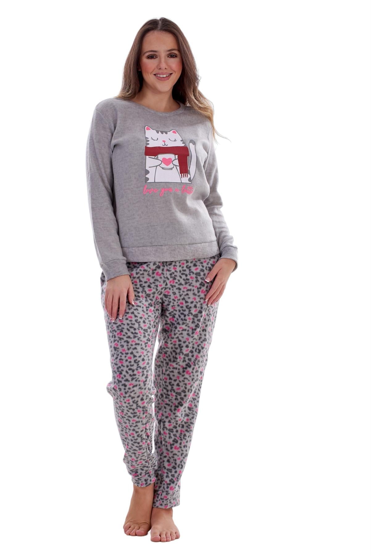 Ladies Fleece Pyjamas Printed Winter Warm PJ'S Nightwear RRP £20