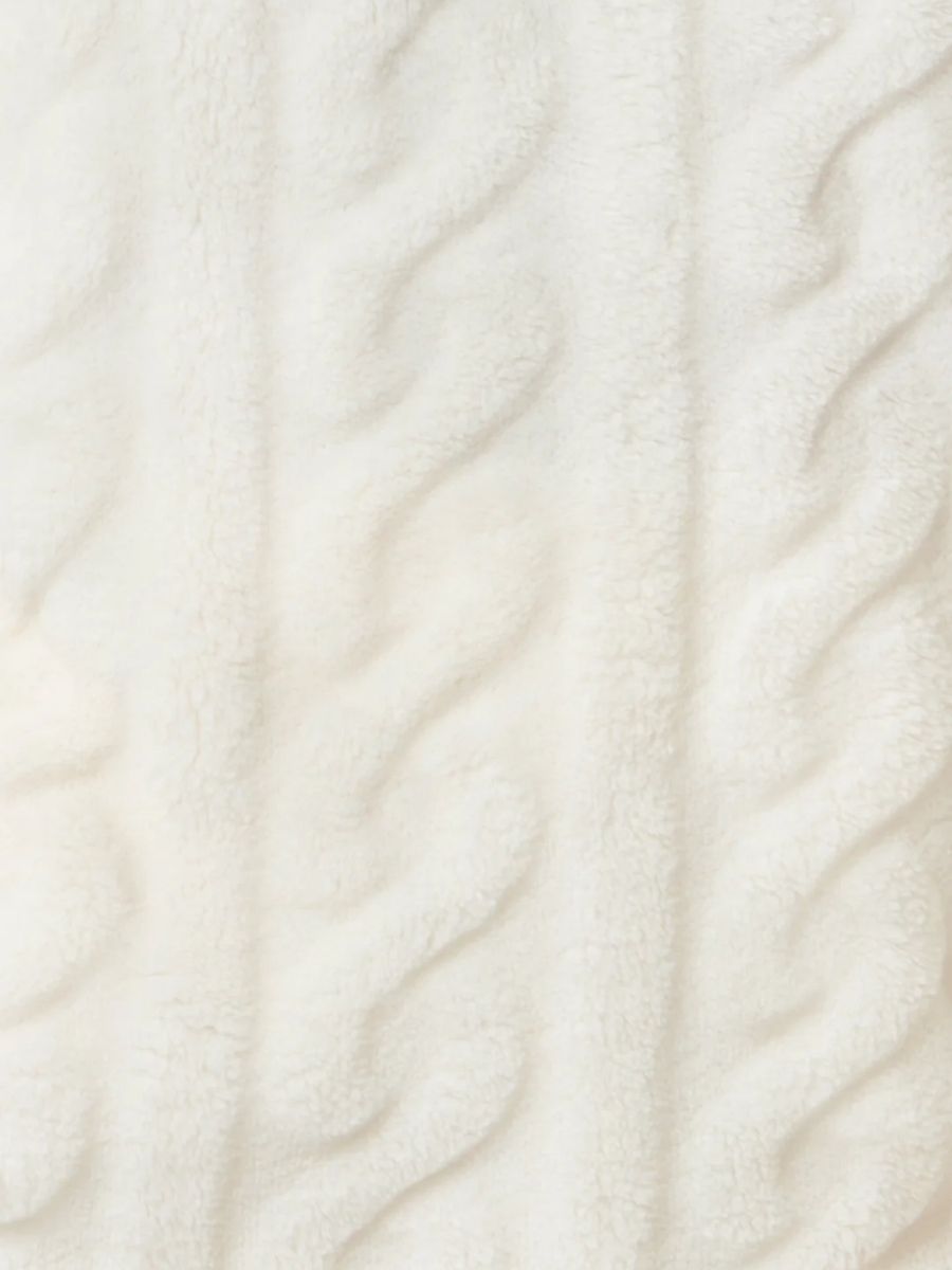 Fleece Pyjama Set Super Soft Cable Knit PJs Long Sleeve Pocket Lounge Nightwear