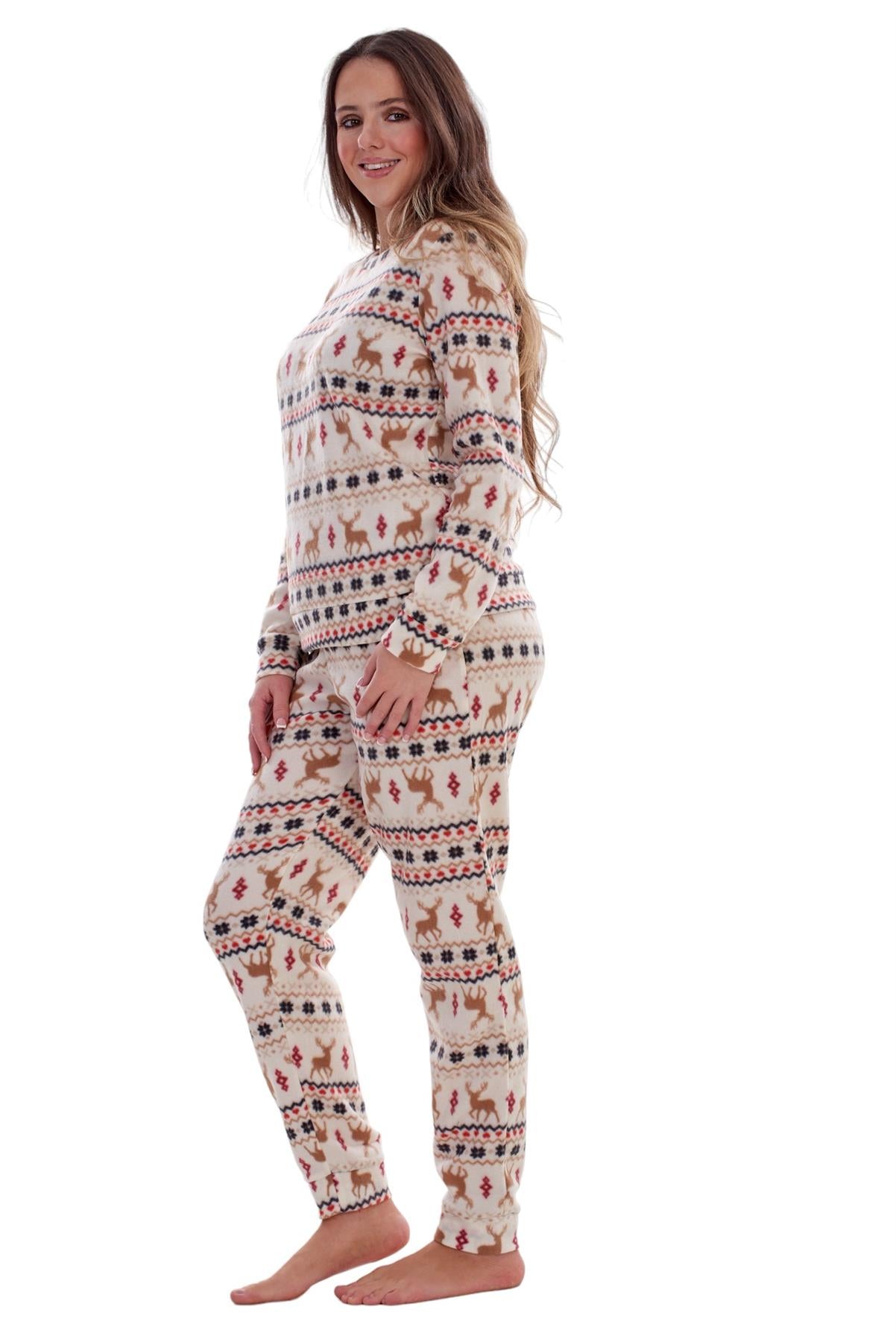 Ladies Fleece Pyjamas Printed Winter Warm PJ'S Nightwear RRP £20