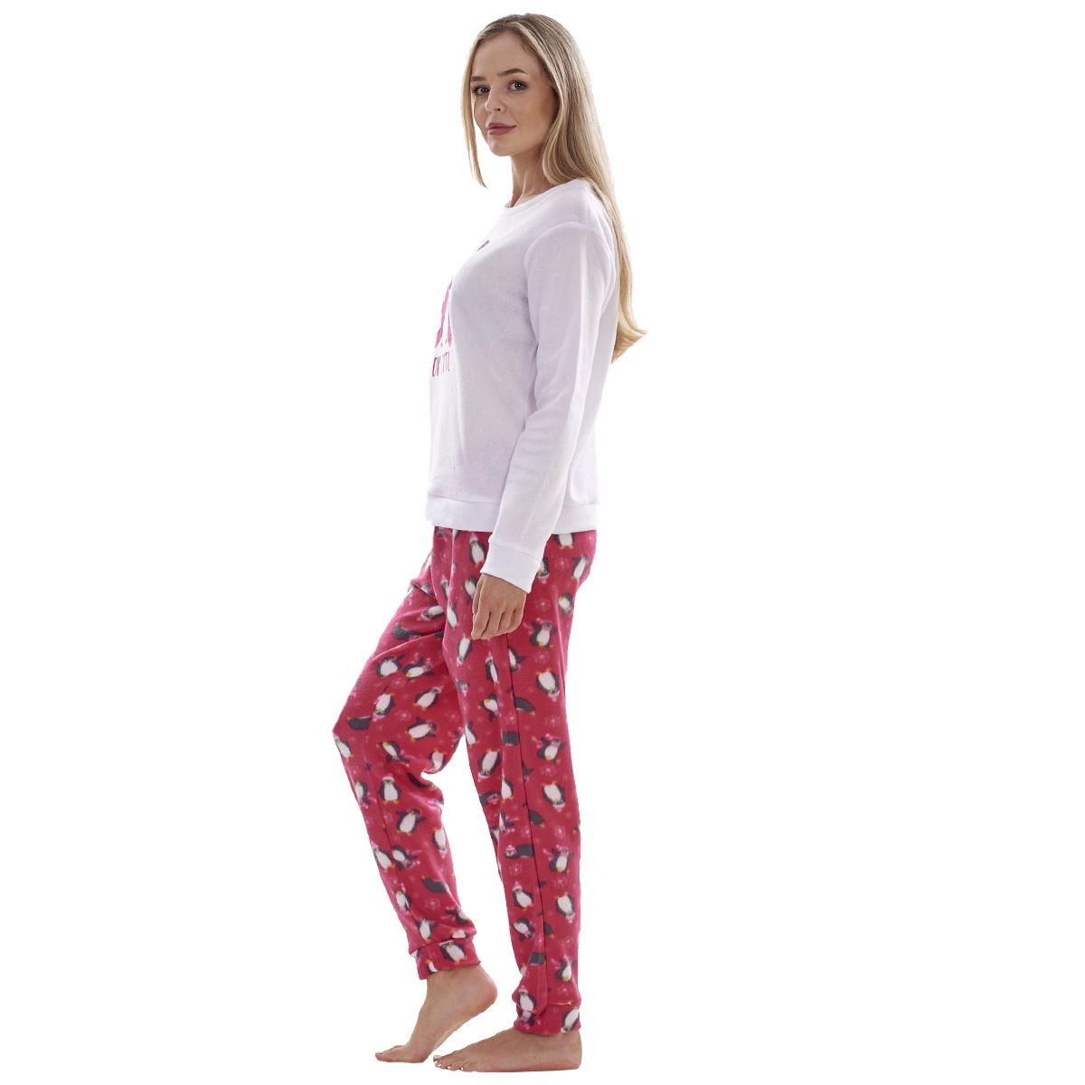 Ladies Fleece Pyjamas Printed Winter Warm PJ'S Nightwear RRP £20