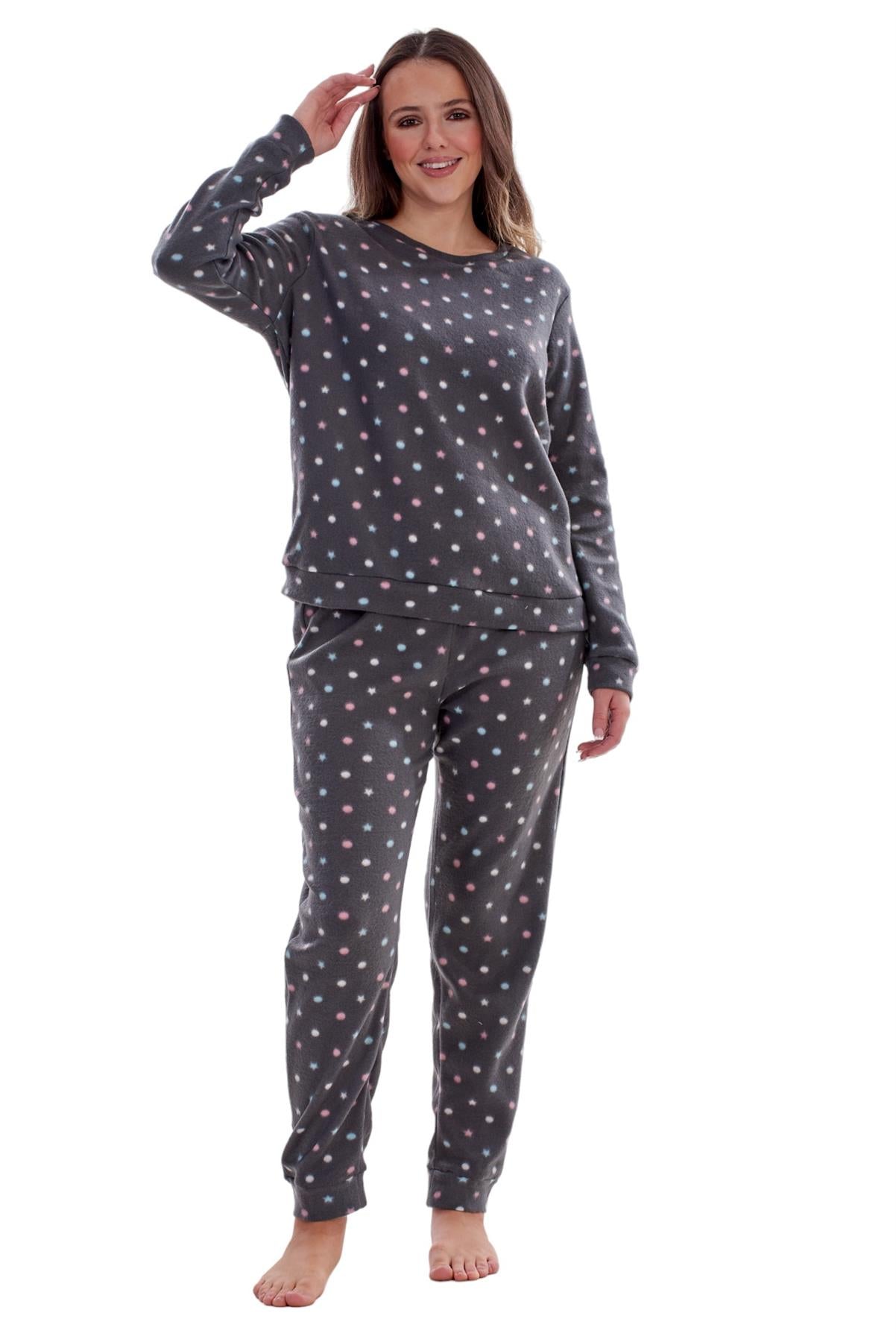 Ladies Fleece Pyjamas Printed Winter Warm PJ'S Nightwear RRP £20