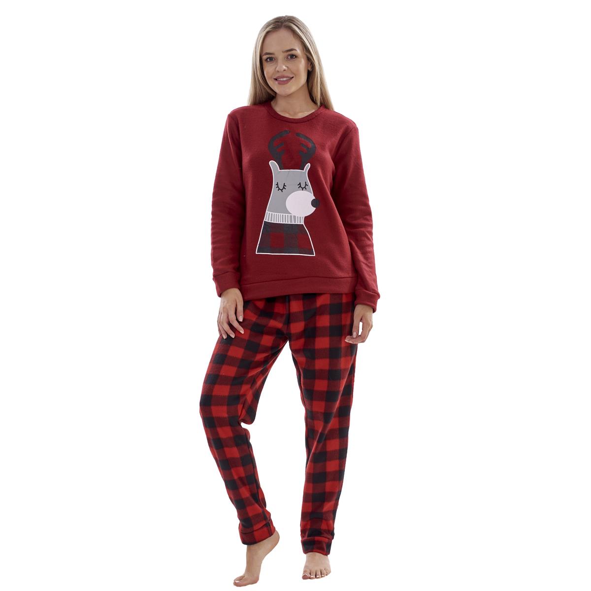 Ladies Fleece Pyjamas Printed Winter Warm PJ'S Nightwear RRP £20