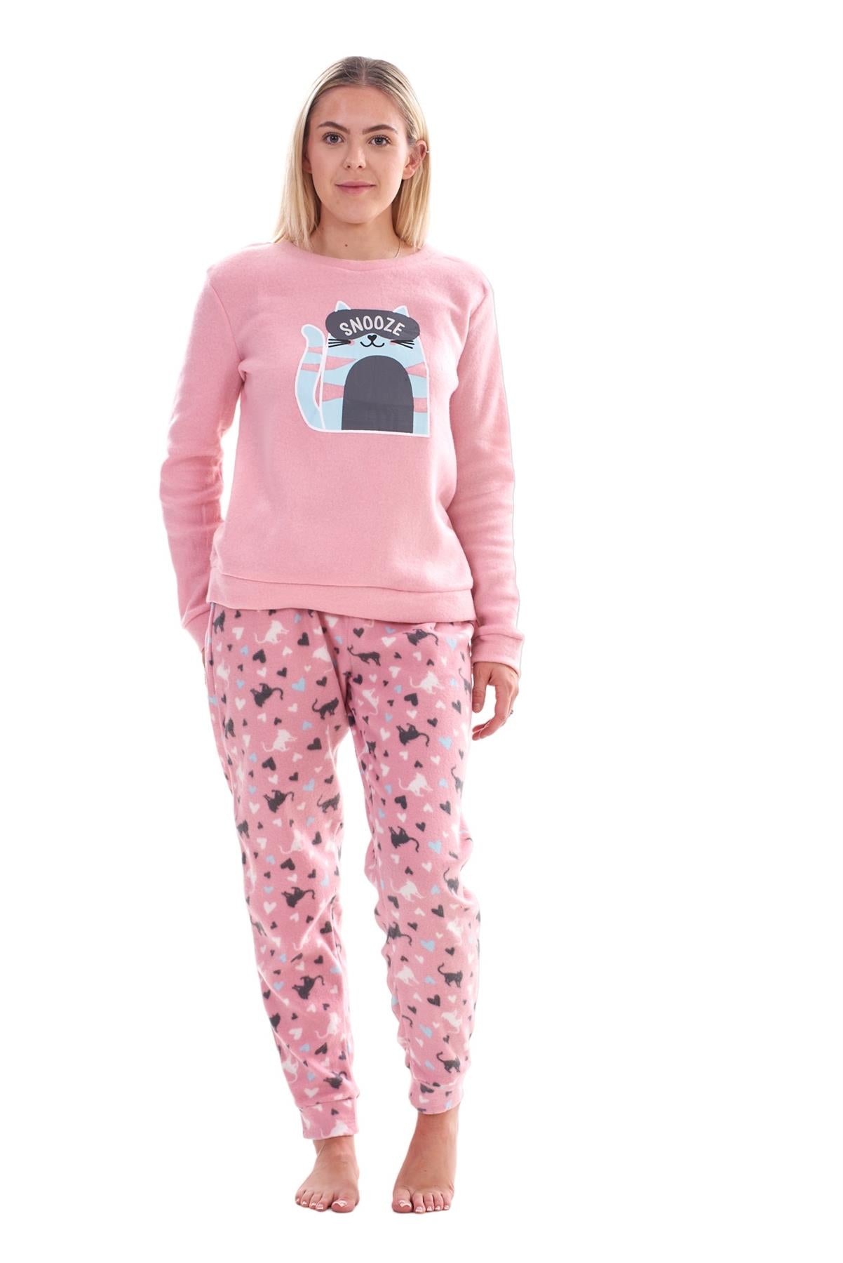 Ladies Fleece Pyjamas Printed Winter Warm PJ'S Nightwear RRP £20