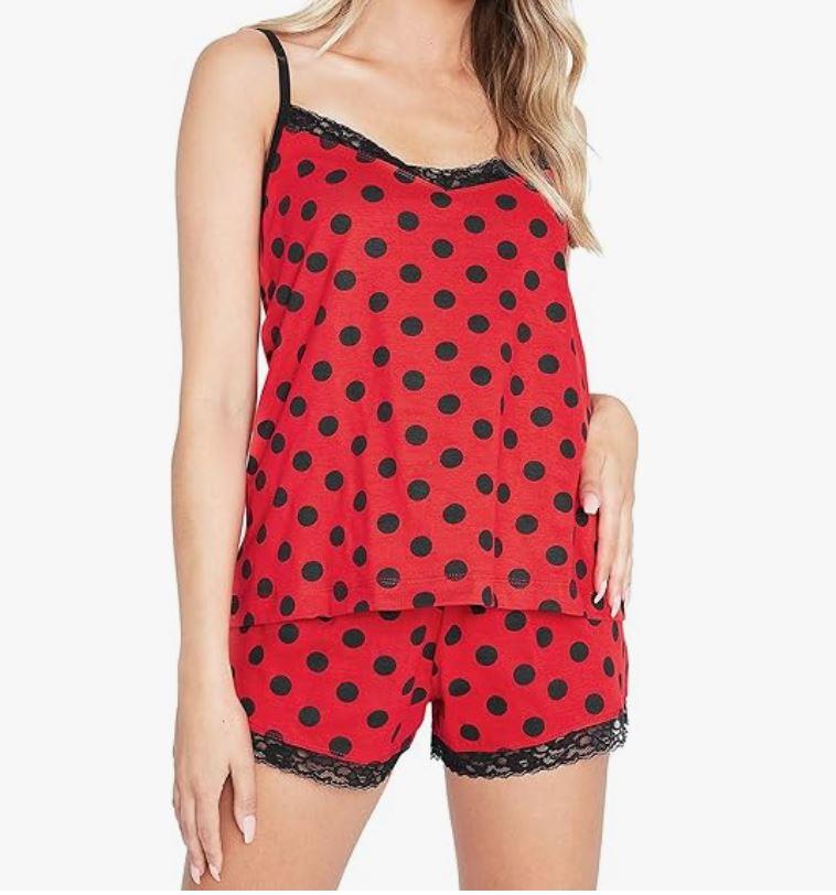 Ladies Cotton Rich Vest & Shorts Lace PJ Set