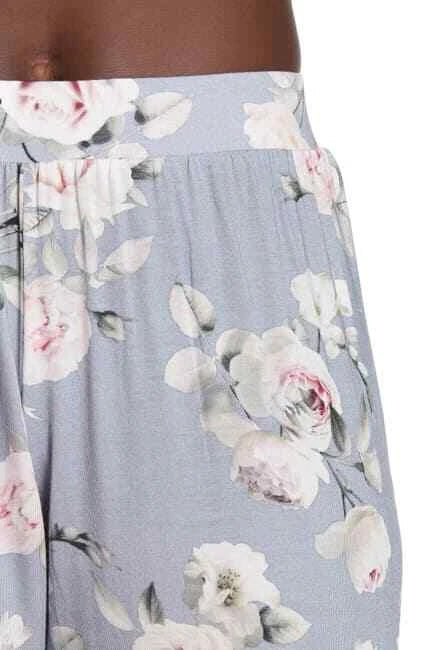 Flora Nikrooz Women's Lucca Knit Floral Print Pajama 2-Piece Set Q80810 Gray M