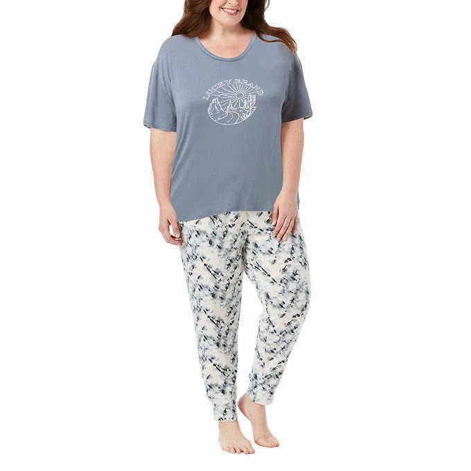 Lucky Brand Ladies' 3-piece Pajama Tee Shirt, Short And Jogger Pj Set L12