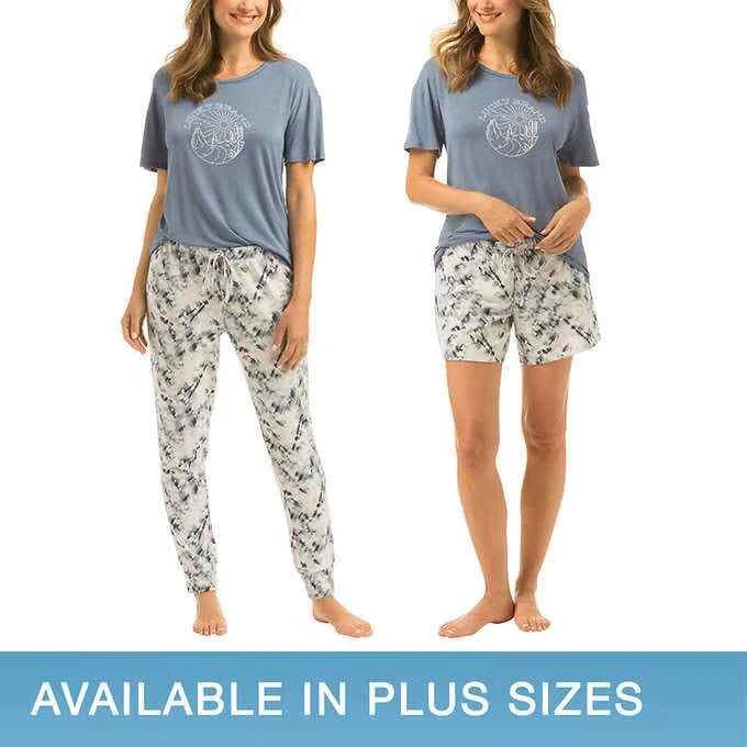 Lucky Brand Ladies' 3-piece Pajama Tee Shirt, Short And Jogger Pj Set L12