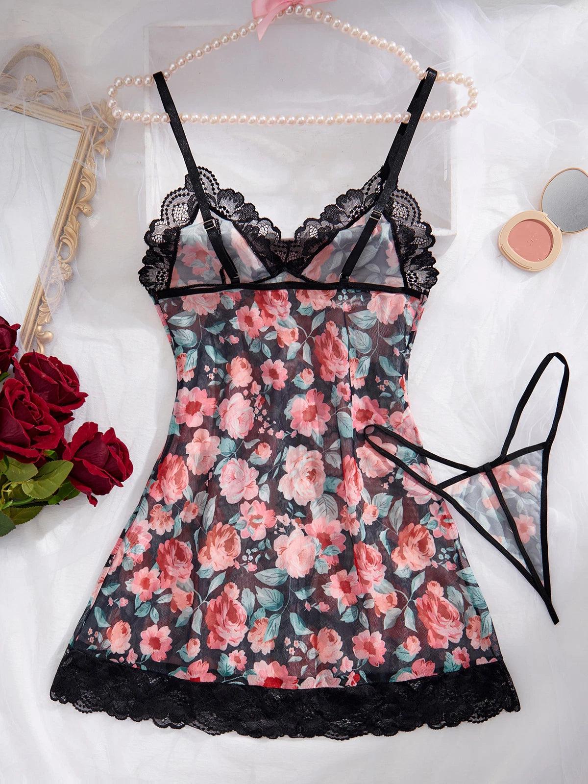 Sexy Women's Lingerie Floral Lace Sleepwear Underwear Dress See-Thru Babydoll US
