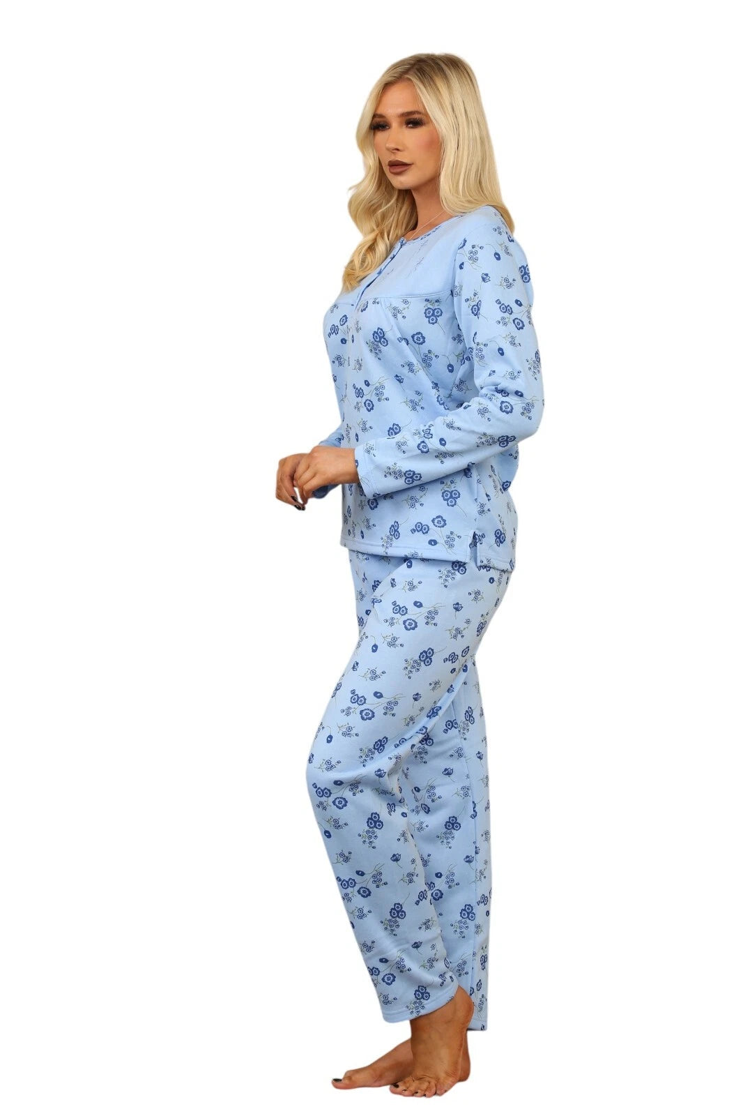Ladies Thermal Pyjama Set Cosy Fleece Lined Winter Warm PJ Loungewear Set