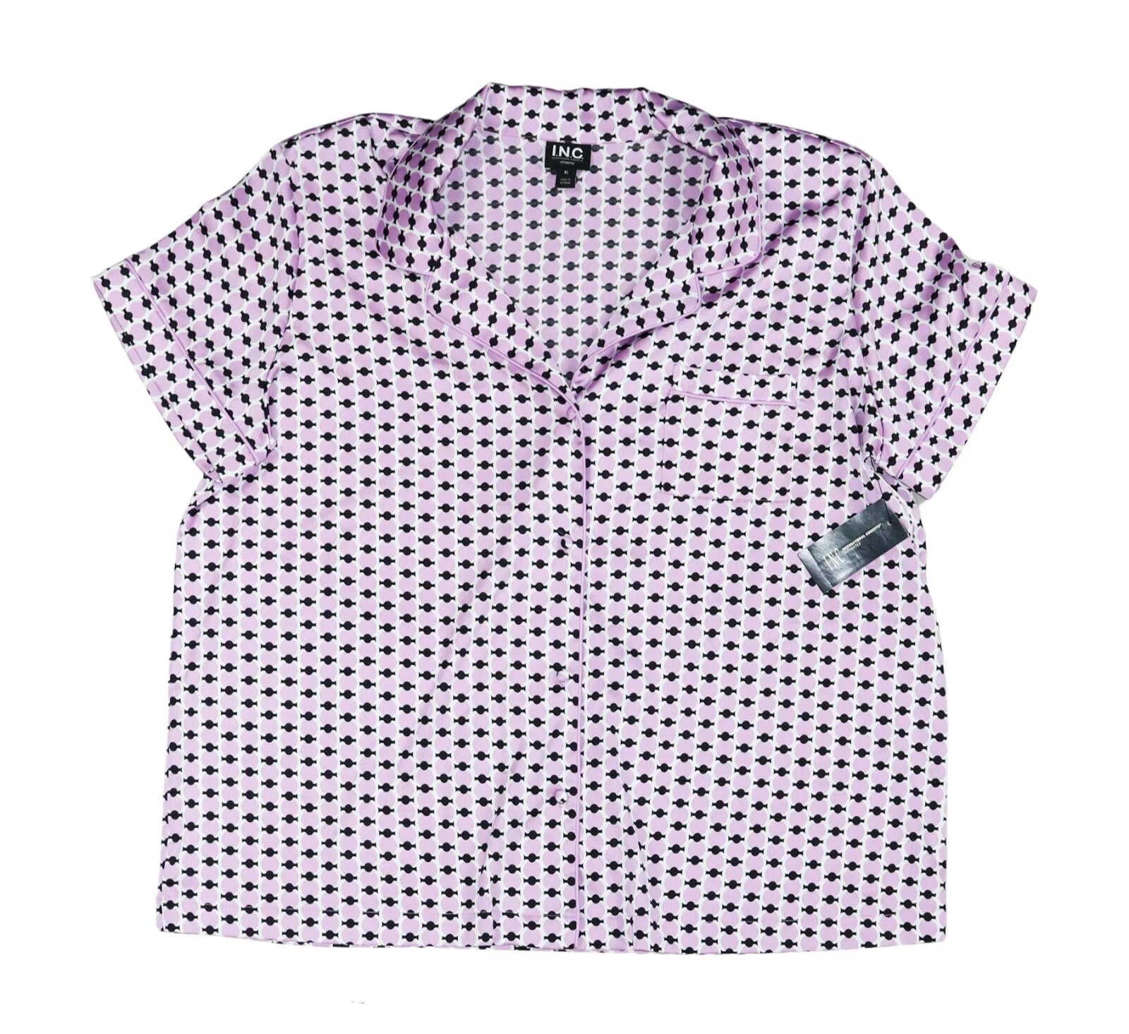 INC International Concepts Geo Rings 2-Piece Satin Women's Pajama Set NWT