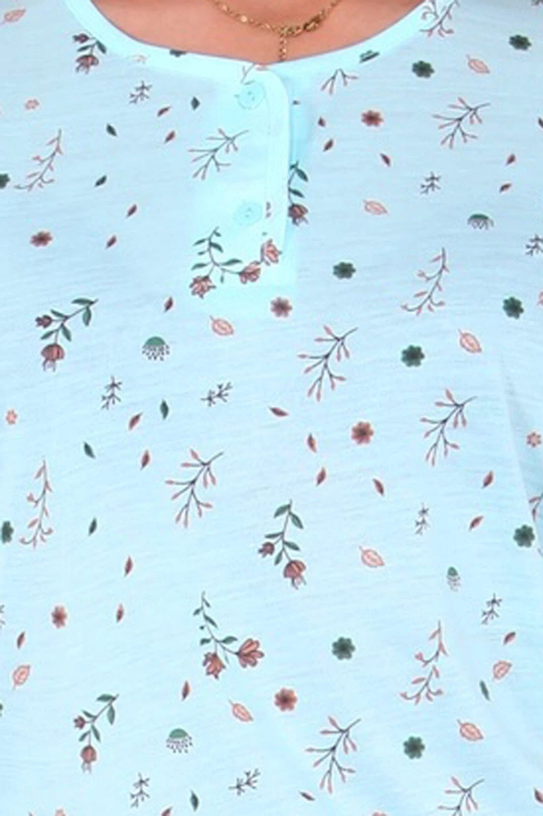 PJ Set Ladies Short Sleeve Flower Print Pyjama Set Cotton Blend Womens Nightwear