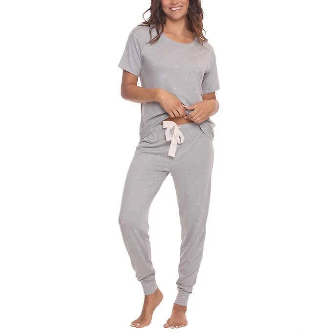 Felina Womens Pajamas 3-Piece Lounge Comfort Waist Soft Lightweight L42