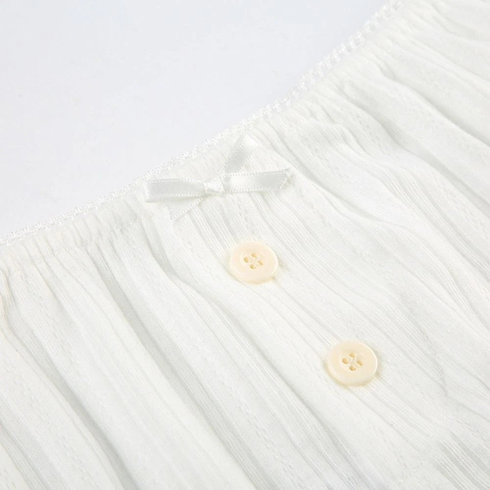 Button Two Piece Nightwear Lace Summer Dress Set Pyjama Suits Summer-