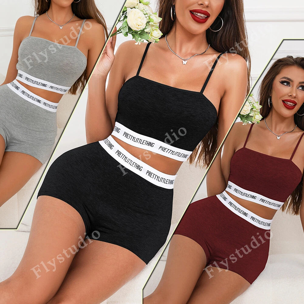 Sexy Lingerie Women Pajamas Set Ladies Sleepwear Underwear Cami Tops Shorts Set