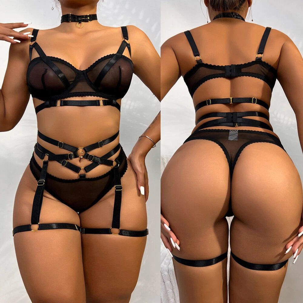 Sexy Women Lingerie Sleepwear Babydoll Lace Bra Thong Set Underwear Nightwear US