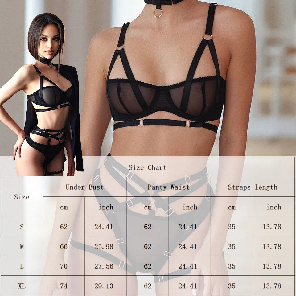 Sexy Women Lingerie Sleepwear Babydoll Lace Bra Thong Set Underwear Nightwear US