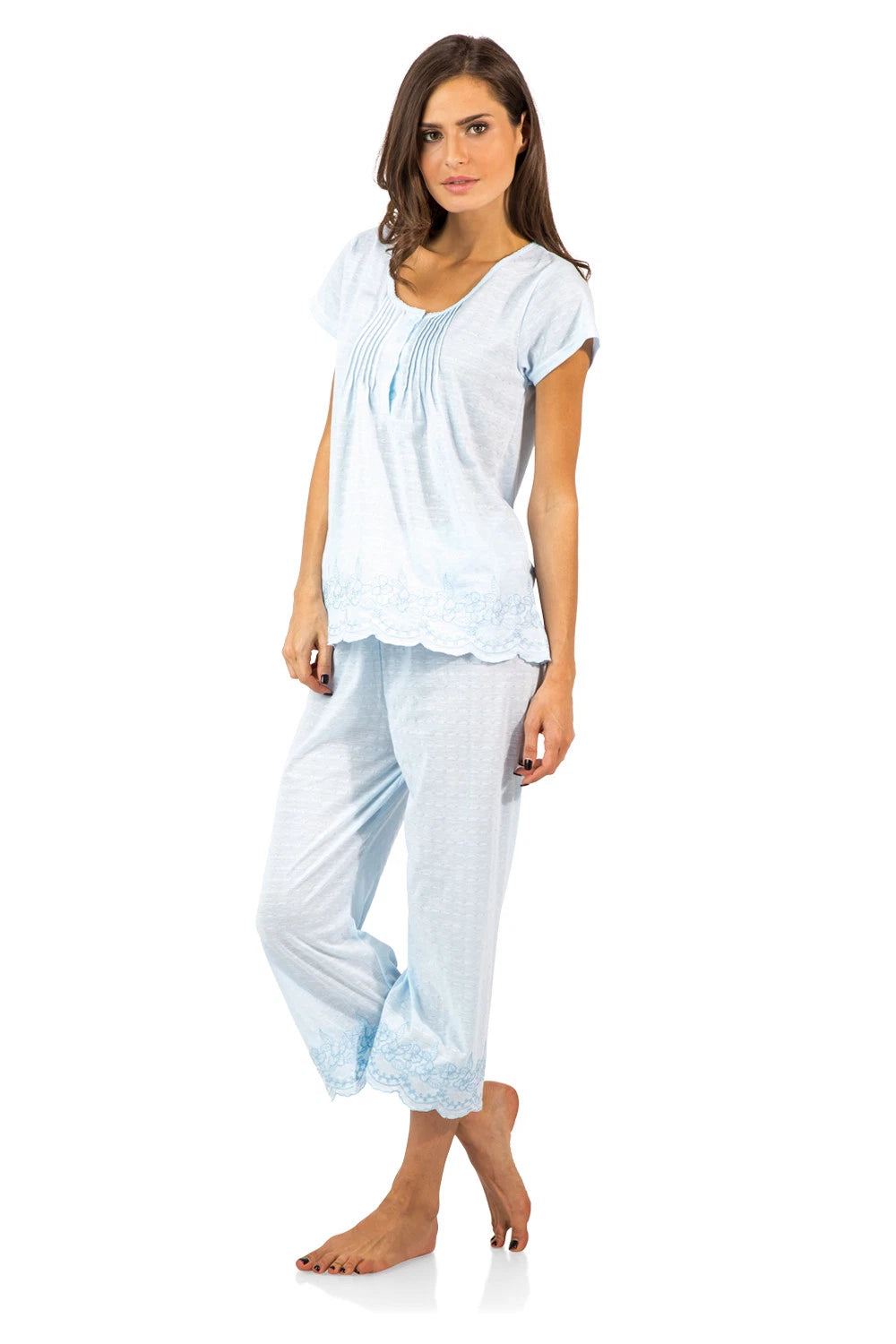 Casual Nights Women's Short Sleeve Floral Capri Pajama Set