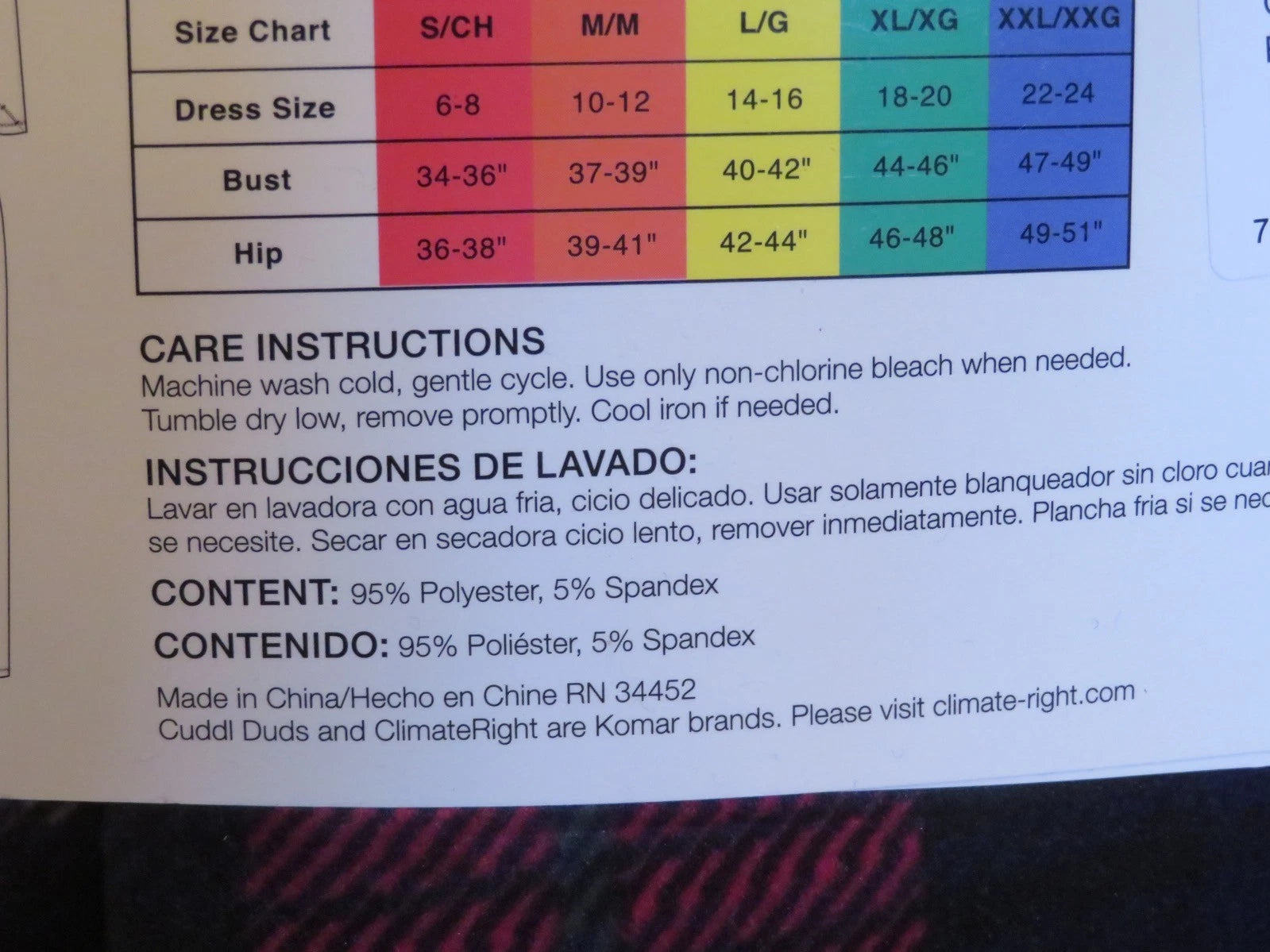 New Women’s Climate Right Cuddl Duds Red Long Sleeve Shirt Plaid Leggings Pajama