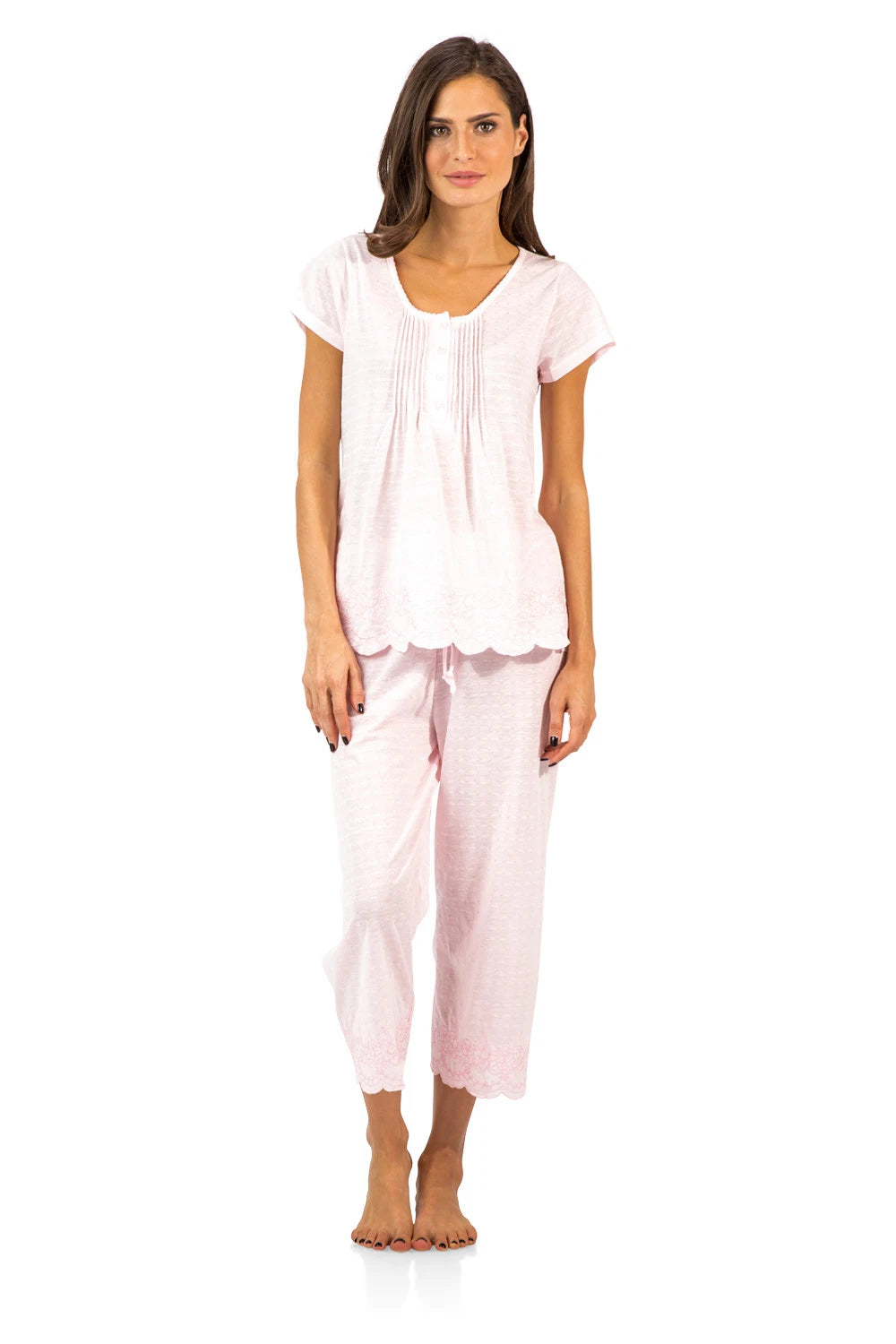 Casual Nights Women's Short Sleeve Floral Capri Pajama Set