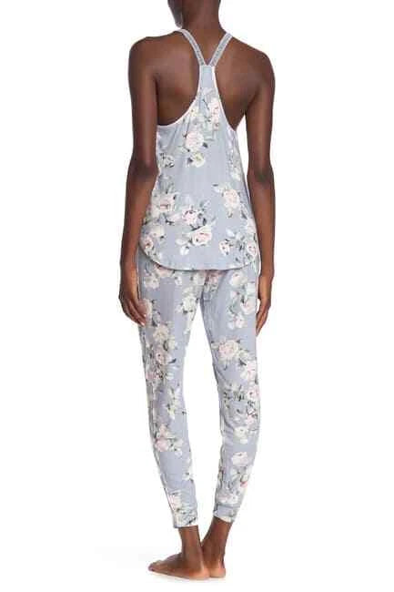 Flora Nikrooz Women's Lucca Knit Floral Print Pajama 2-Piece Set Q80810 Gray M