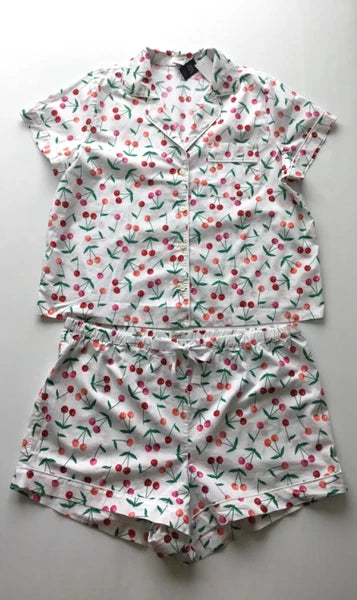 J.Crew Factory NWT Short Sleeve Cotton Short Pajama Set In Cherries Size: L, XXL