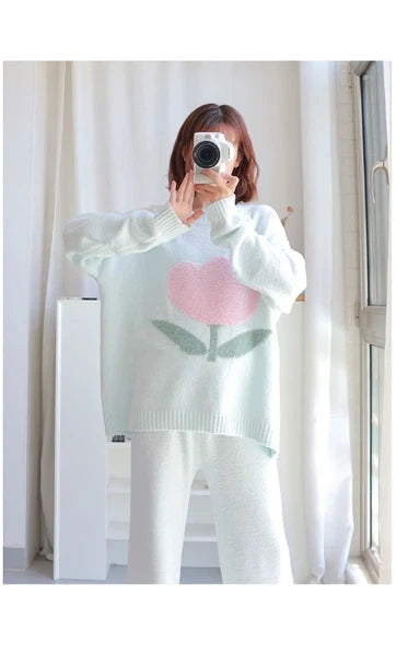 Pajamas Women's Autumn Tulip Home Clothes Coral Fleece Thickened Outwear Suit