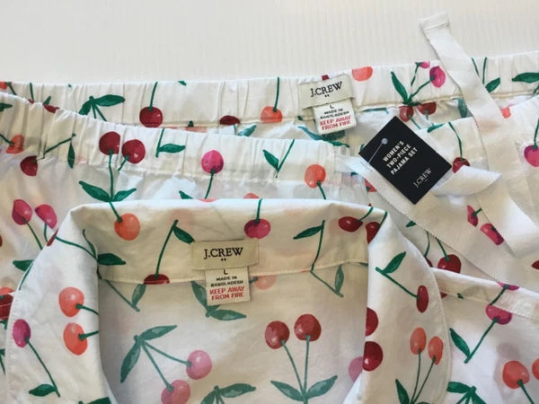 J.Crew Factory NWT Short Sleeve Cotton Short Pajama Set In Cherries Size: L, XXL