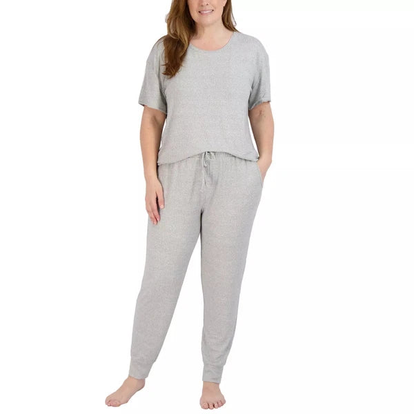 Live 2 Lounge Women's 4 Piece Essential Lounge Set Tank Tee Cardigan Jogger