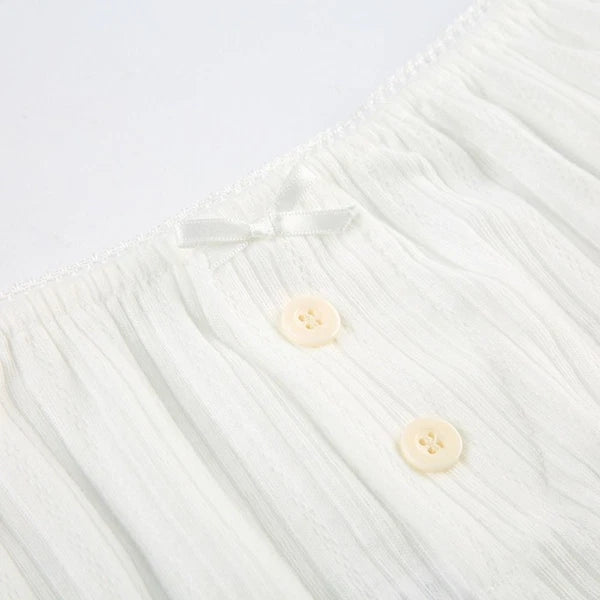 Button Two Piece Nightwear Lace Summer Dress Set Pyjama Suits Summer-