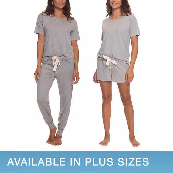 Felina Womens Pajamas 3-Piece Lounge Comfort Waist Soft Lightweight L42
