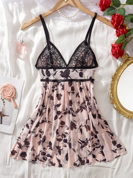 Sexy Women's Lingerie Floral Lace Sleepwear Underwear Dress See-Thru Babydoll US