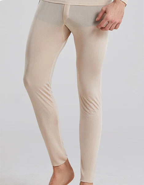 Men 100% Mulberry Silk Thermal Underwear Pajama Set Long Johns Base Layer Sets