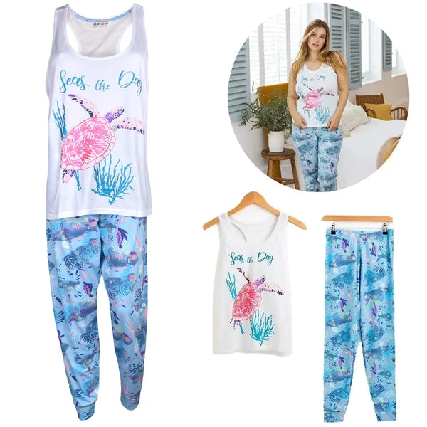 Pyjamas PJ Ladies Lounge Wear Night Wear Set Womens Cotton Sleeveless Sleepwear