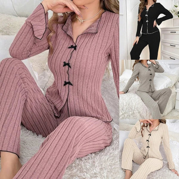 Home Relaxation Essentials Elegant Women's Autumn & Winter Two Piece Pajama Set