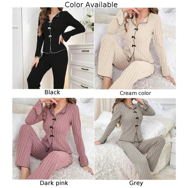 Home Relaxation Essentials Elegant Women's Autumn & Winter Two Piece Pajama Set